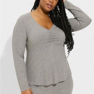 Torrid Super Soft Rib V Neck Cinch Long Sleeve Sleep Tee size 2x